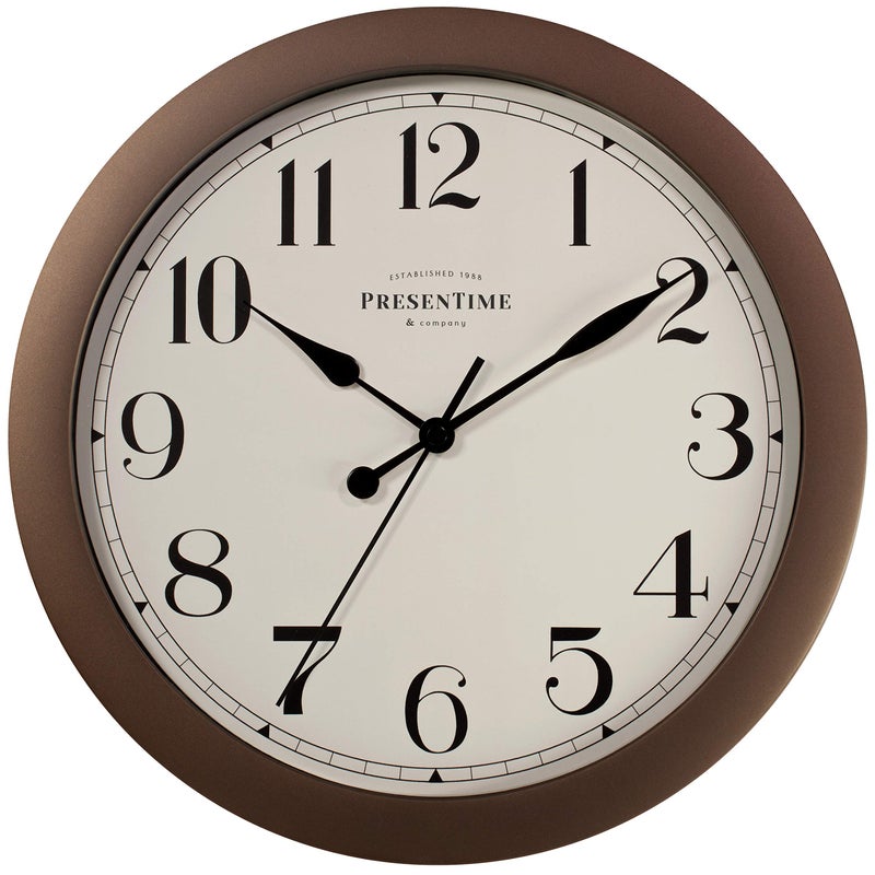 Presentime & Co 11.5" Farmhouse Antique Bronze/Rustic Round Decorative Wall Clock, Quartz Movement, Battery Operated, Rustic Bronze Finish - Image 1